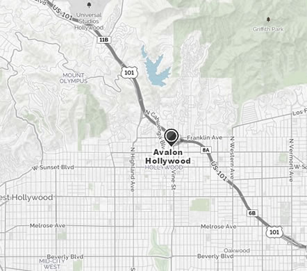 Map to Avalon Hollywood